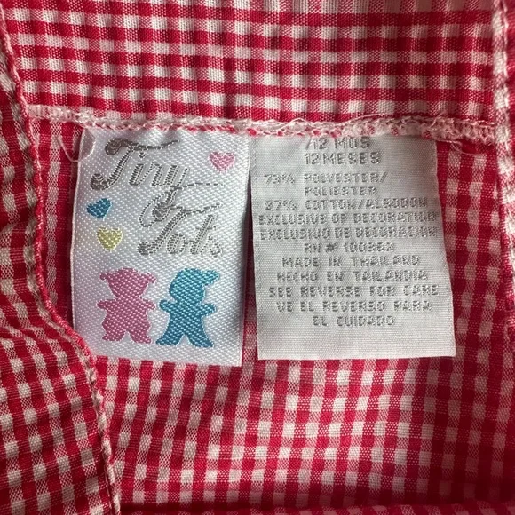 Vintage Tiny Tots Red Gingham Plaid Pinafore Overall Dress - Picture 3 of 4